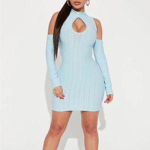 NEW Sarah Textured Mini Dress - Light Blue